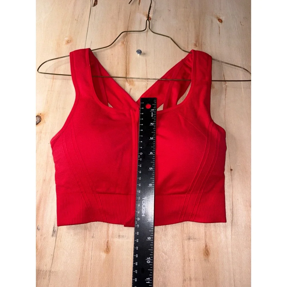 Avia Womens Red Front Zip Sports Bra Crisscross Back Medium AV24031